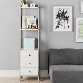 Highland 18" Narrow Bookshelf with Storage Drawers