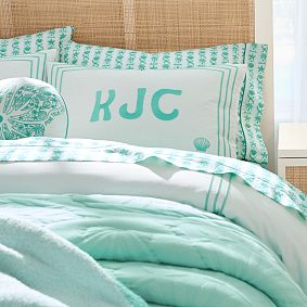 Pink Palm Puff Brynn Border Duvet Cover