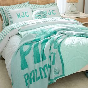 Pink Palm Puff Brynn Border Duvet Cover