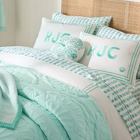 Pink Palm Puff Brynn Border Duvet Cover
