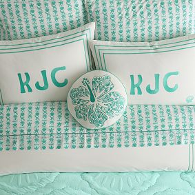 Pink Palm Puff Hibiscus Round Pillow