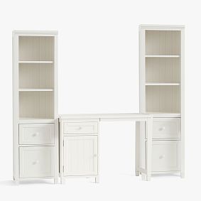 Beadboard Space-Saving Desk &amp; Tower Set (83"&ndash;92") (44"w x 20"d)