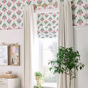 Roller Rabbit Rose Printed Roman Shade