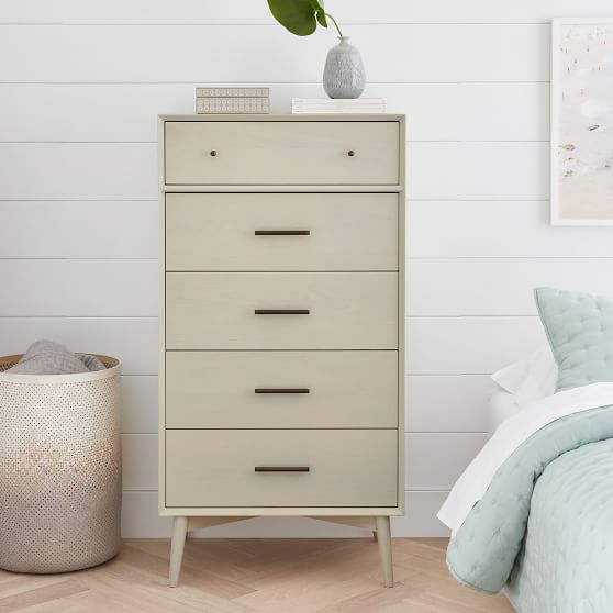 mid century modern 5 drawer dresser Sculptural Atomic Style Vintage Highboy... MOD CITY MADNESS engineered wood drawers and top with ash wood veneer HOUROM Walnut Dresser for Bedroom,47"Wide