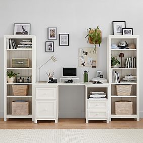 Beadboard Smart Storage Desk &amp; Bookshelf Set (107.5"x24.5")