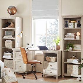 Beadboard Smart Storage Desk &amp; Bookshelf Set (107.5"x24.5")