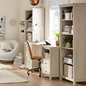 Beadboard Smart Storage Desk &amp; Bookshelf Set (107.5"x24.5")