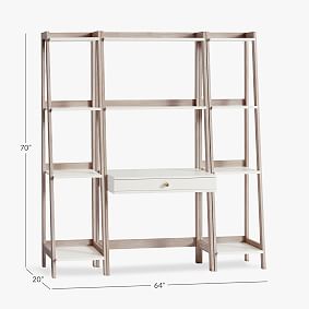 Highland Wall Desk &amp; Narrow Bookshelf Set (64")