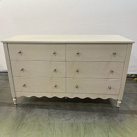 Open Box: Camille 6-Drawer Dresser (54"W x 19"D) - Bleached Bone, Brass