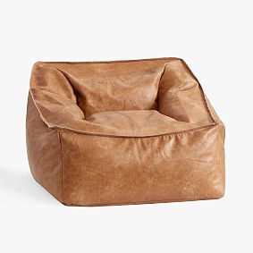 Open Box: Modern Bean Bag Lounger, Small - Faux Leather Caramel