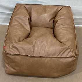 Open Box: Modern Bean Bag Lounger, Small - Faux Leather Caramel