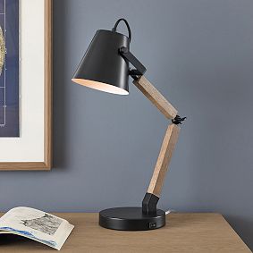 Metal And Wood Task Lamp