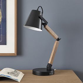 Metal And Wood Task Lamp