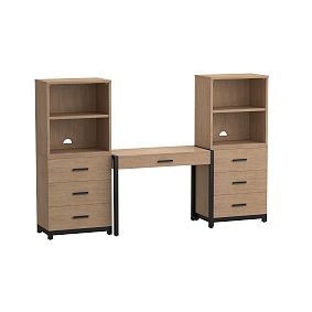 Kearny Writing Desk &amp; Bookcase with Cubbies and Drawers Set (89"x18")