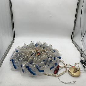 Open Box: Capiz Chandelier, Large (22") - White, Antique Gold