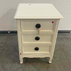 Open Box: LoveShackFancy 3 Drawer Nightstand (18") - Soft White, Antique Brass