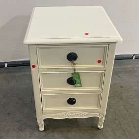 Open Box: LoveShackFancy 3 Drawer Nightstand (18") - Soft White, Antique Brass