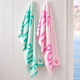 Pink Palm Puff Logo Beach Towel
