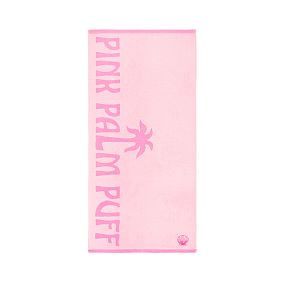 Pink Palm Puff Logo Beach Towel