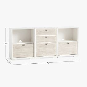 Callum Triple Low Bookcase with Drawer Storage (75")