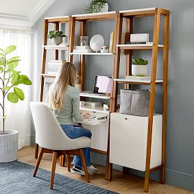 west elm x pbt Modern Standing Wall Desk &amp; Narrow Bookshelf Set (30"w x 14.5"d)