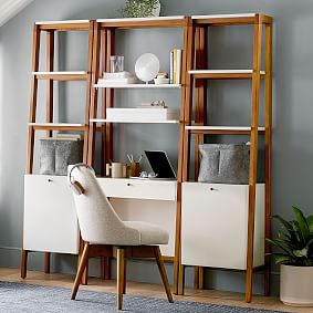 west elm x pbt Modern Standing Wall Desk &amp; Narrow Bookshelf Set (30"w x 14.5"d)
