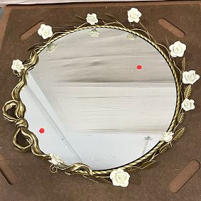 Open Box: LoveShackFancy Bouquet Round Mirror (26.5" x 25.5") - Gold/White