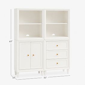 Auburn Double Bookcase with Cubbies &amp; Mixed Cabinets (51")