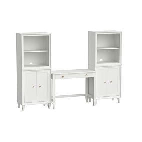 Auburn Writing Desk &amp; Shelves &amp; Cabinet Bookcase Set (91"w x 18"d)