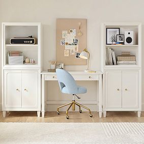 Auburn Writing Desk &amp; Shelves &amp; Cabinet Bookcase Set (91"w x 18"d)