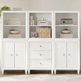 Auburn Wall Bookcase with Cubbies &amp; Mixed Cabinets (76.5")