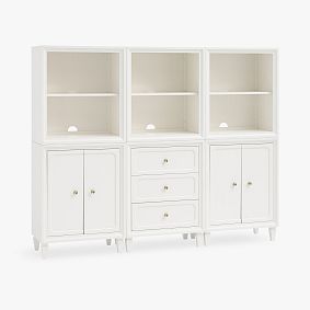 Auburn Wall Bookcase with Cubbies &amp; Mixed Cabinets (76.5")