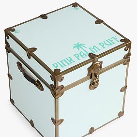 Pink Palm Puff Cube Dorm Trunk (18")