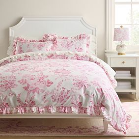 LoveShackFancy Damask Ruffle Duvet Cover
