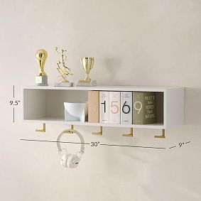 Glam Shelf With Hooks (30"x10")
