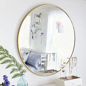Metal Framed Round Mirror (38")
