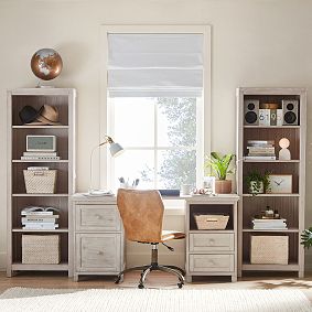 Beadboard Smart Storage Desk &amp; Bookshelf Set (107.5"x24.5")