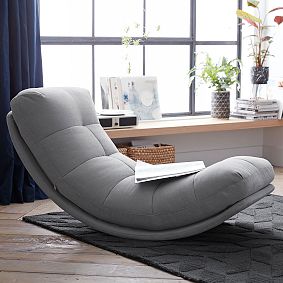 Chenille Plain Weave Washed Light Gray Retro Rocker
