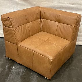 Open Box: Baldwin Modular Corner (32") - Faux Leather Caramel, Brushed Fog