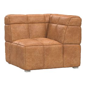 Open Box: Baldwin Modular Corner (32") - Faux Leather Caramel, Brushed Fog