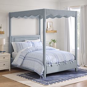 Scallop Upholstered Canopy Bed
