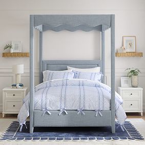 Scallop Upholstered Canopy Bed
