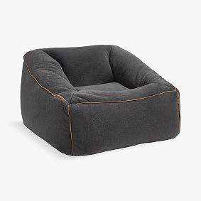 Open Box: Modern Bean Bag Lounger, Large - Camden Faux Fur Charcoal
