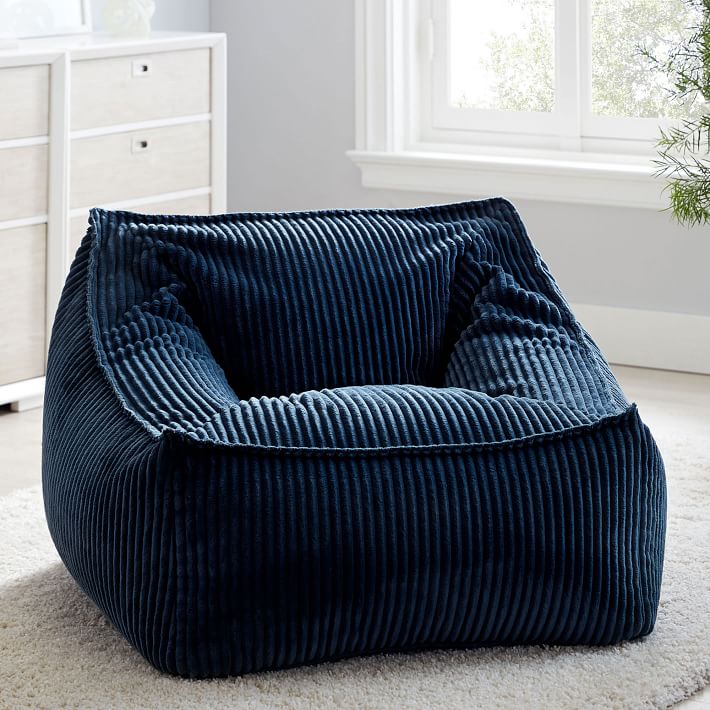 Large Chamois Midnight Blue Bean Bag Lounger | Pottery Barn Teen