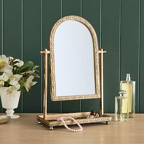 Leighton Arched Brass Vanity Mirror (15"x 10")