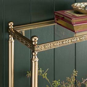 Leighton Metal and Glass 2 Tier Brass Shelf (14"x 24")
