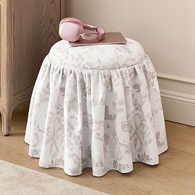 LoveShackFancy Skirted Round Storage Ottoman