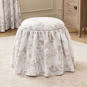 LoveShackFancy Skirted Round Storage Ottoman