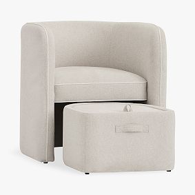Piped Chair &amp; Ottoman Set