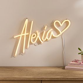 Create Your Own - Neon Theo with Heart LED Wall Light